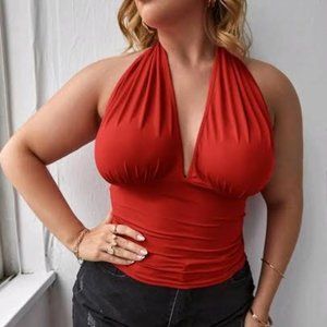 Plus Backless Halter Top